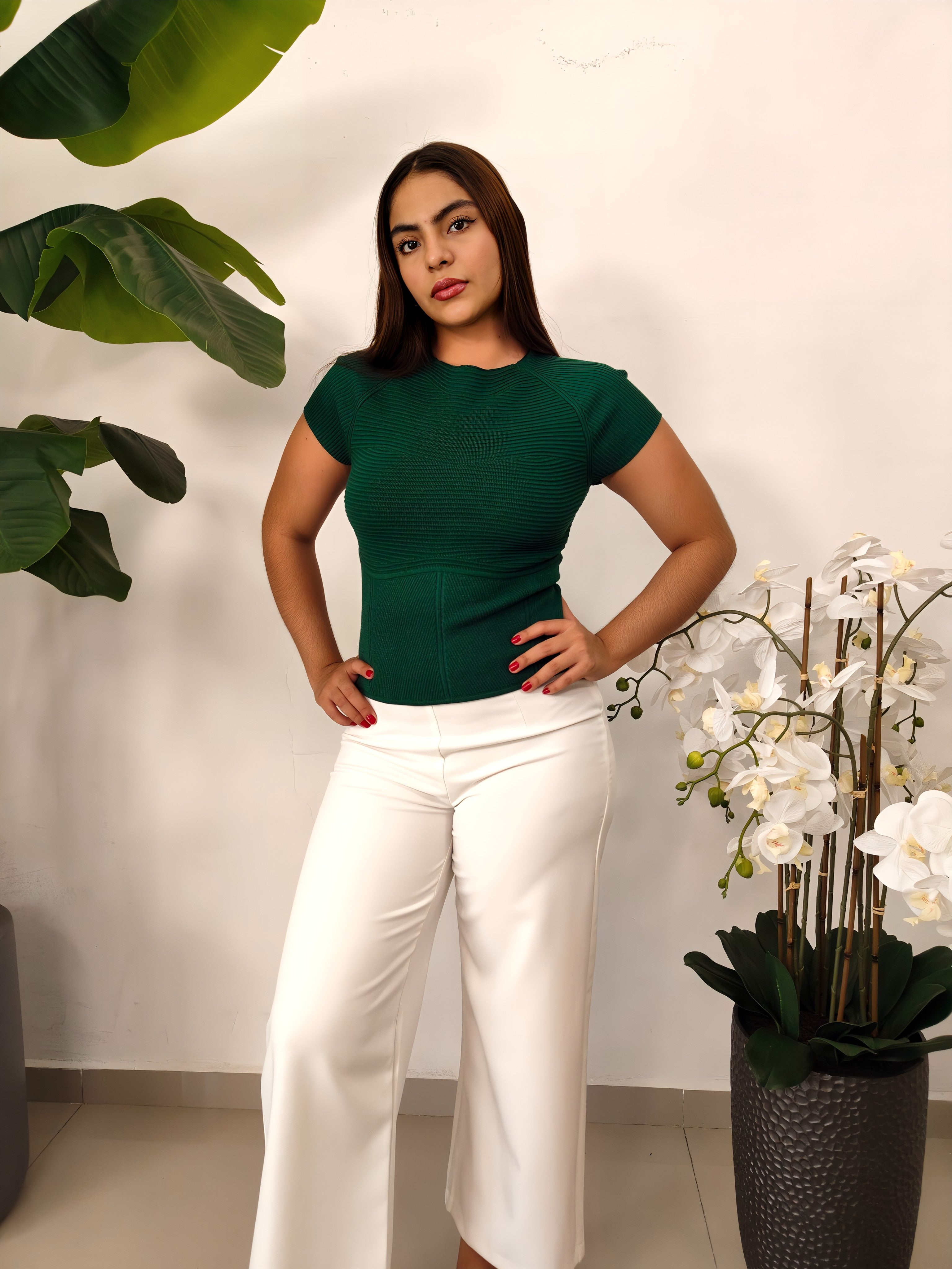 BLUSA VINO Y VERDE