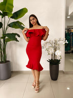 MIDI DRESS RED