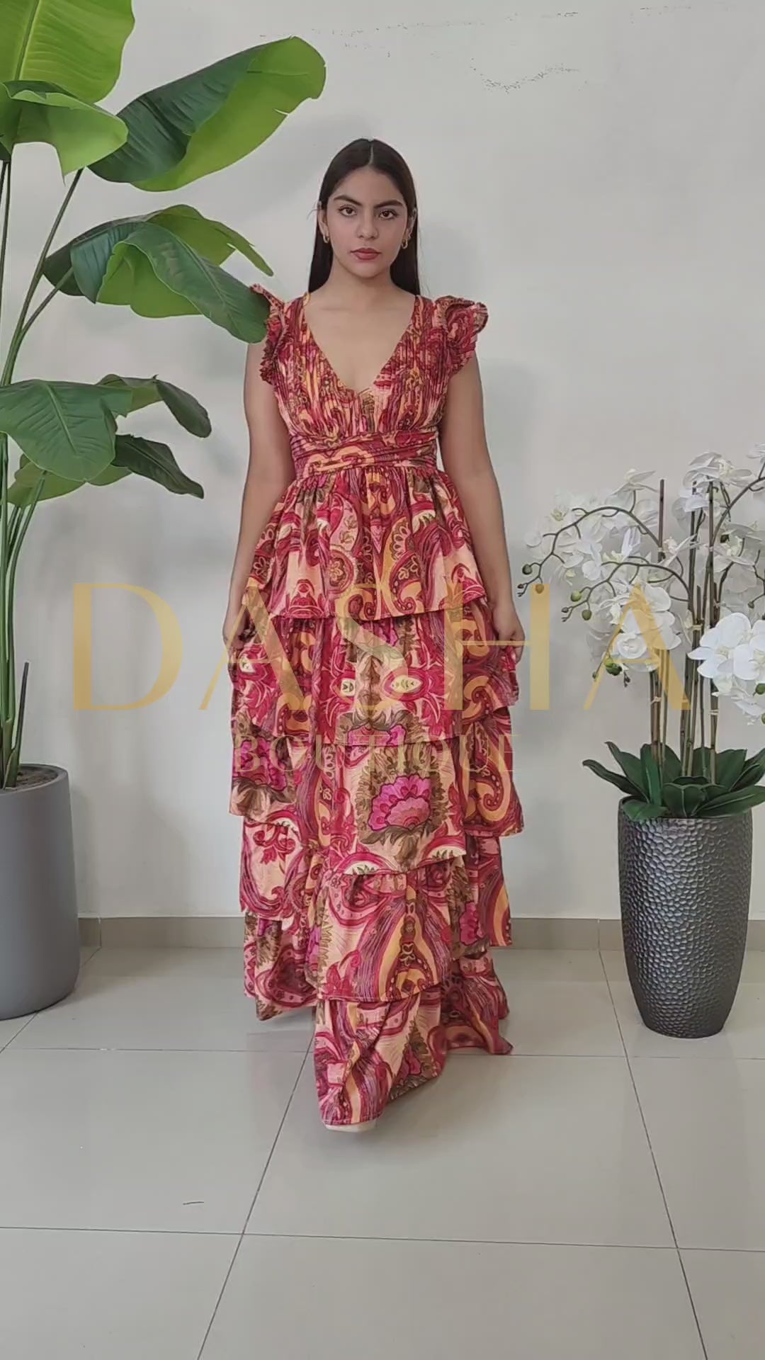 MIDI DRESS ESTAMPADO OTOÑO Y AZUL