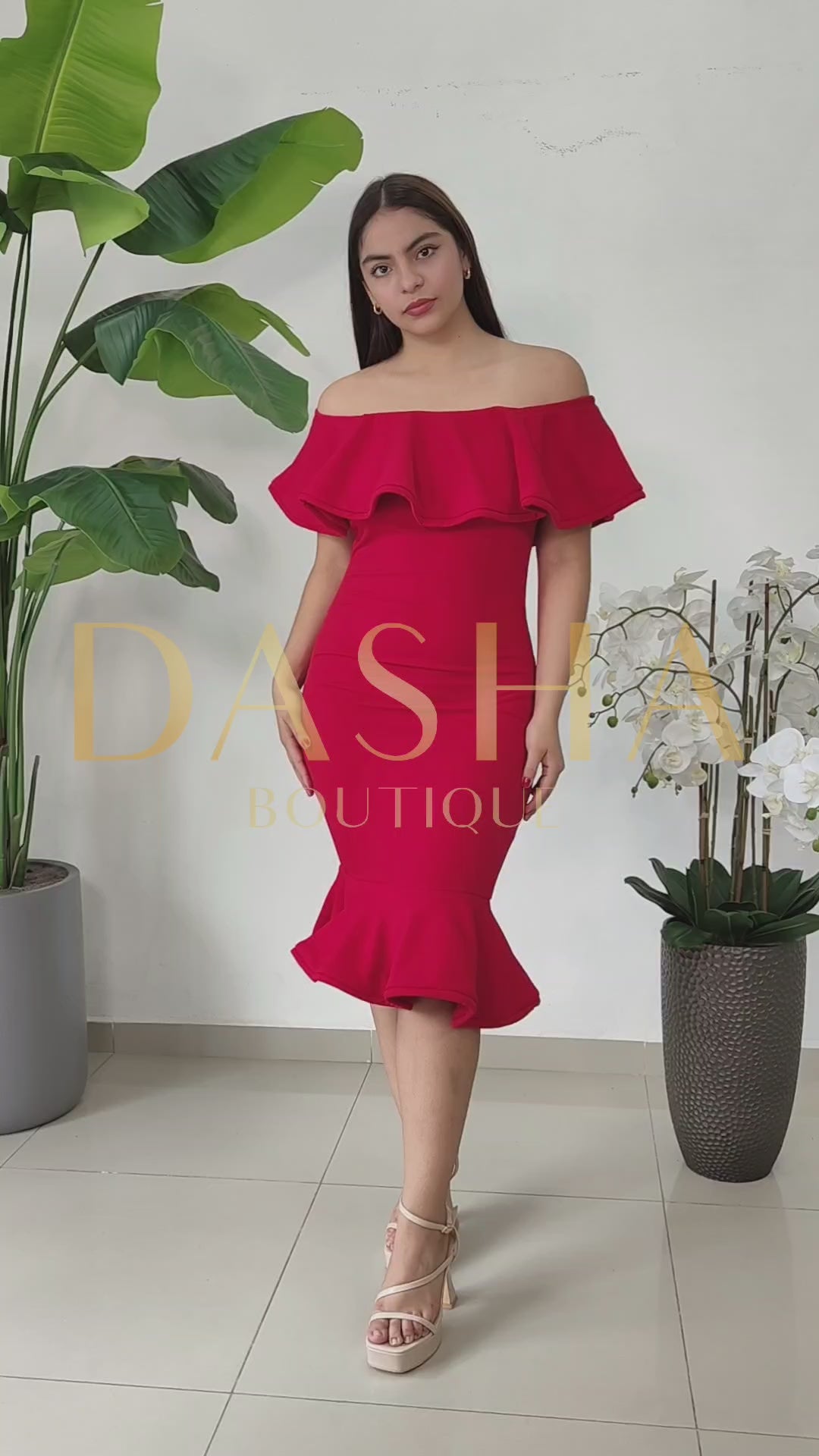 MIDI DRESS RED